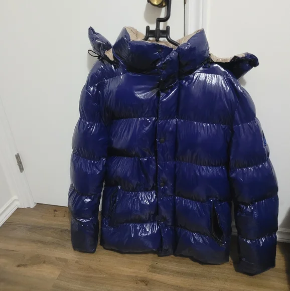 POINT ZERO PUFFER JACKET MENS LARGE GLOSSY BLUE - Picture 1 of 5